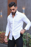 White Cotton Full Sleeve Shirt